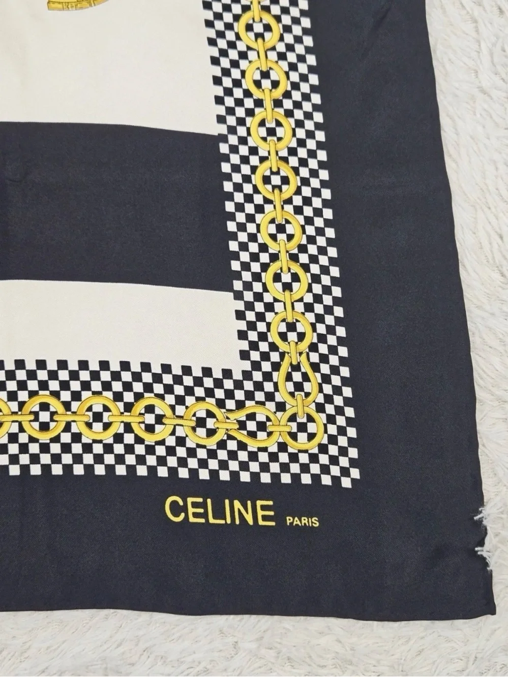 Celine Paris Silk Scarf 90 Carré Hand Rolled Made in France